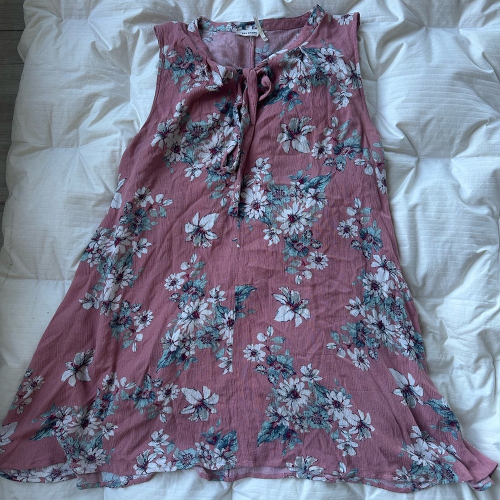 Blu Pepper High neck pink floral dress